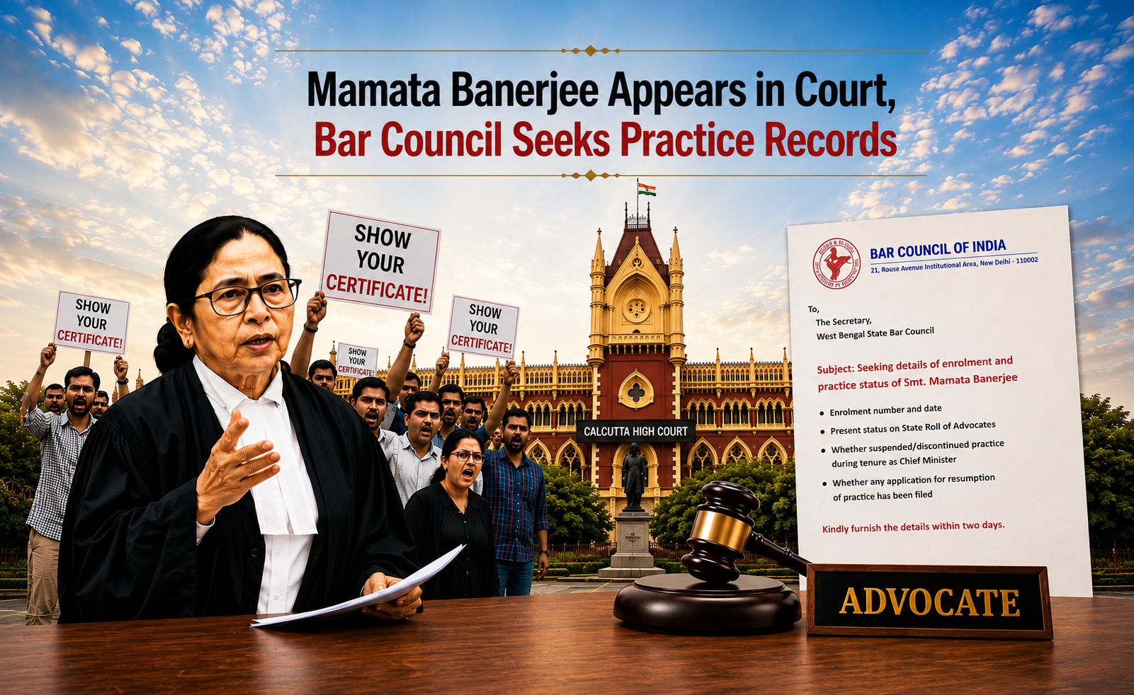 Controversy Erupts Over Mamata Banerjee’s Court Appearance as Lawyer; Bar Council Seeks Practice Records