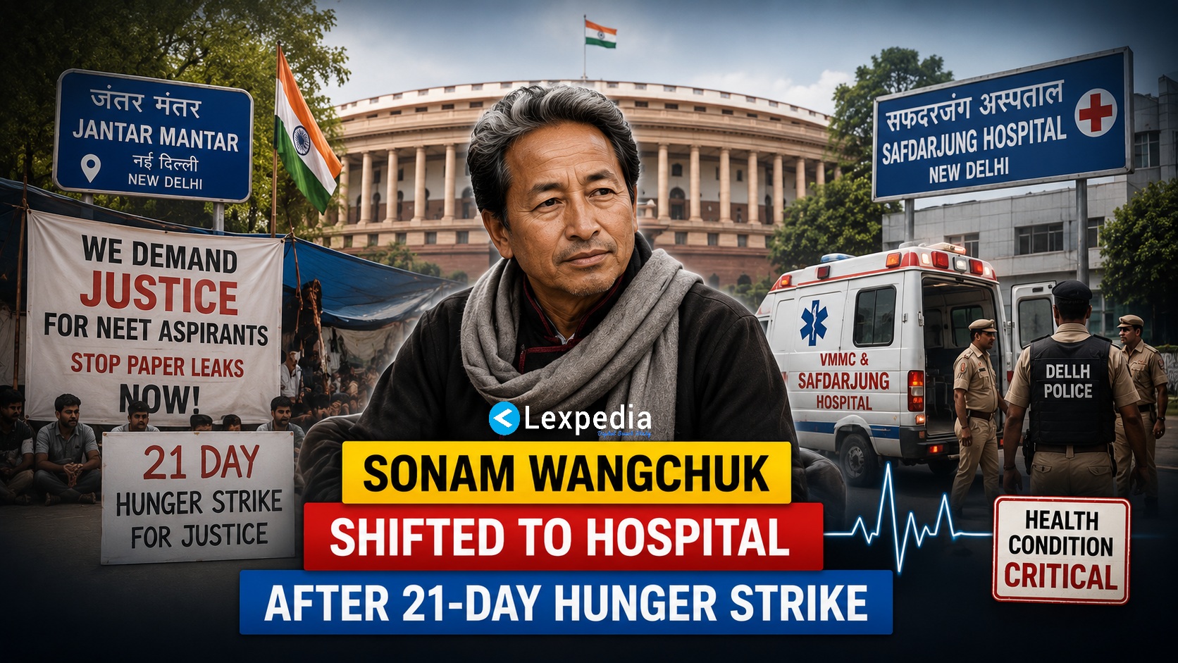 Sonam Wangchuk Shifted to Hospital After 21-Day Hunger Strike; Delhi Police Cite Court Order and Medical Emergency